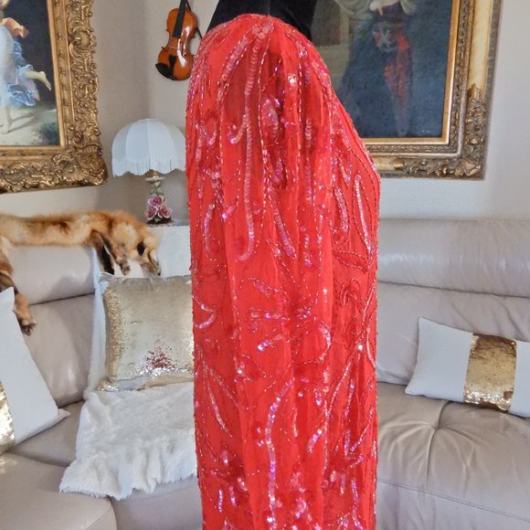 100% SILK SEQUIN BEADED BOHO COCKTAIL PARTY TOP M - Picture 6 of 14